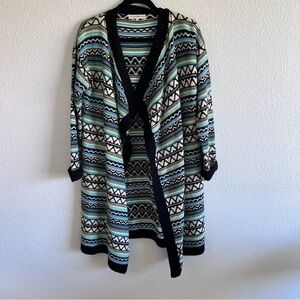 Altar’d State Aztec Stripe Oversized Long Open Cardigan